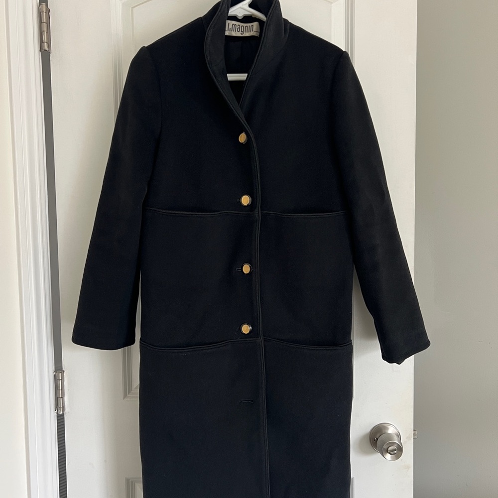 Vintage I Magnin 100% Wool Black Coat
